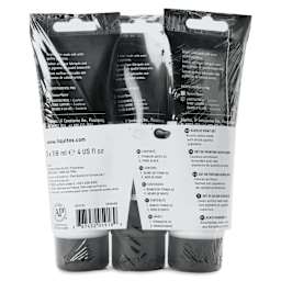 Liquitex Basics Acrylic Paints - Set of 3, White and Black, 118 ml back of tubes