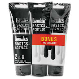 Liquitex Basics Acrylic Paints - Set of 3, White and Black, 118 ml