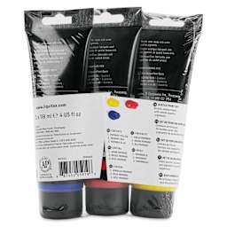 Liquitex Basics Acrylic Paints - Set of 3, Primary Colors, 118 ml tube backs