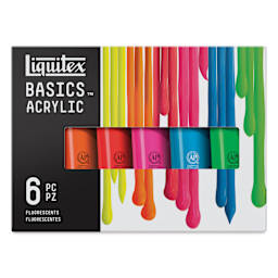 Liquitex Basics Acrylics - Set of 6 Fluorescent, 4 oz Tubes front of package