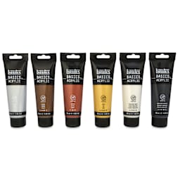 Liquitex Basics Acrylics - Set of 6 Metallic and Iridescent, 4 oz Tubes