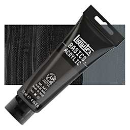 Liquitex Basics Acrylic Paint - Mars Black, 4 oz tube and swatch