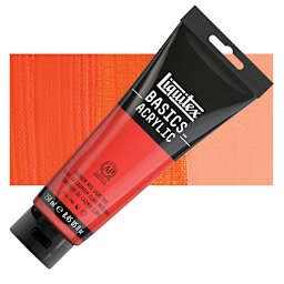 Liquitex Basics Acrylic Paint - Cadmium Red Light Hue, 8.5 oz Tube and swatch