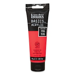 Liquitex Basics Acrylic Paint, 4 oz tube. Flourescent Red standing tube.