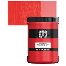 Liquitex Basics Acrylic Paint - Cadmium Red Medium Hue, 32 oz jar and swatch