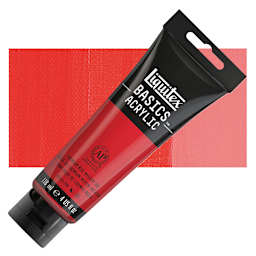 Liquitex Basics Acrylic Paint - Cadmium Red Medium Hue, 4 oz tube and swatch