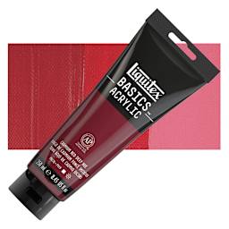 Liquitex Basics Acrylic Paint - Cadmium Red Deep Hue, 8.5 oz Tube and swatch