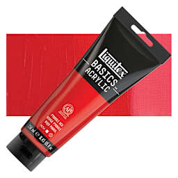 Liquitex Basics Acrylic Paint - Pyrrole Red, 8.5 oz tube and swatch
