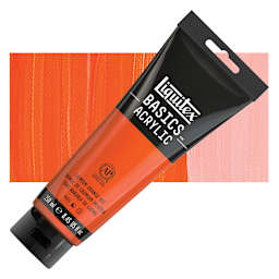 Liquitex Basics Acrylic Paint - Cadmium Orange Hue, 8.5 oz Tube and swatch