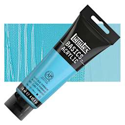 Liquitex Basics Acrylic Paint - Light Blue Permanent, 4 oz tube and swatch