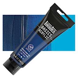 Liquitex Basics Acrylic Paint - Phthalo Blue, 4 oz tube and swatch