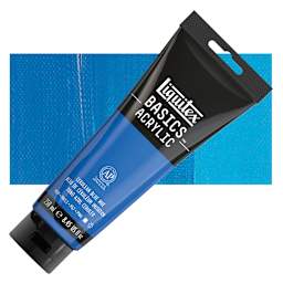 Liquitex Basics Acrylic Paint - Cerulean Blue Hue, 8.5 oz Tube and swatch