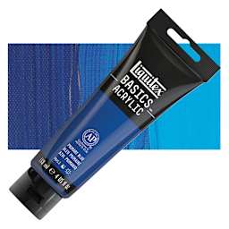 Liquitex Basics Acrylic Paint - Primary Blue, 4 oz tube and swatch