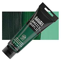 Liquitex Basics Acrylic Paint - Deep Green Permanent, 4 oz tube and swatch