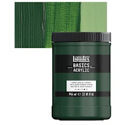 Liquitex Basics Acrylic Paint - Hooker's Green Hue Permanent, 32 oz jar and swatch