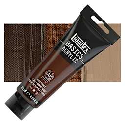 Liquitex Basics Acrylic Paint - Burnt Umber, 4 oz tube and swatch