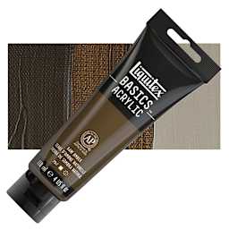 Liquitex Basics Acrylic Paint - Raw Umber, 4 oz tube and swatch