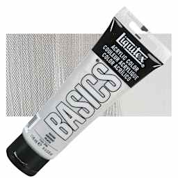 Liquitex Basics Acrylic Paint - Silver, 4 oz tube and swatch