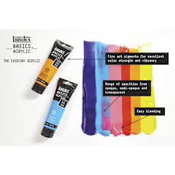 Liquitex Basics Acrylic Paints offer fine art pigments in a range of opacities that blend easily.