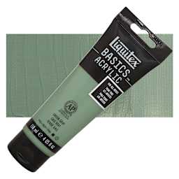 Liquitex Basics Acrylic Paint - Green Gray, 4 oz tube and swatch