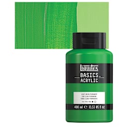 Liquitex Basics Acrylic Paint - Light Green Permanent, 13.5 oz Bottle and swatch