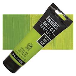Liquitex Basics Acrylic Paint - Light Olive Green, 4 oz tube and swatch