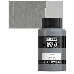 Liquitex Basics Acrylic Paint - Neutral Gray Value 5, 13.5 oz Squeeze Bottle and swatch