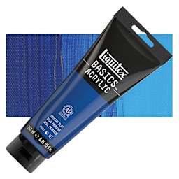 Liquitex Basics Acrylic Paint - Primary Blue, 8.5 oz Tube and swatch