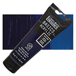 Liquitex Basics Acrylic Paint - Prussian Blue Hue, 4 oz tube and swatch