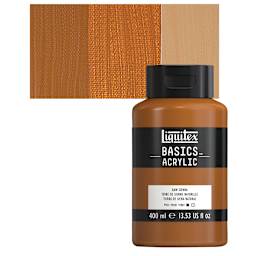 Liquitex Basics Acrylic Paint - Raw Sienna, 13.5 oz Bottle and swatch