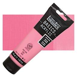 Liquitex Basics Acrylic Paint - Rose Pink, 4 oz tube and swatch