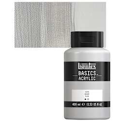 Liquitex Basics Acrylic Paint - Silver, 13.5 oz Bottle and swatch