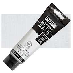 Liquitex Basics Acrylic Paint - Transparent Mixing White, 4 oz tube and swatch