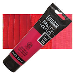 Liquitex Basics Acrylic Paint - Transparent Red, 4 oz tube and swatch
