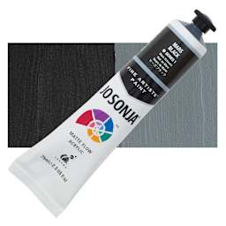 Jo Sonja's Artist Acrylic - Mars Black, 2.5 oz tube and swatch