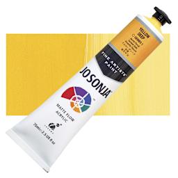 Jo Sonja's Artist Acrylic - Yellow Deep, 2.5 oz tube and swatch