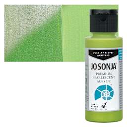 Chroma’s Jo Sonja Premium Pearlescent - Pearlescent Yellow Green, 2 oz bottle and swatch