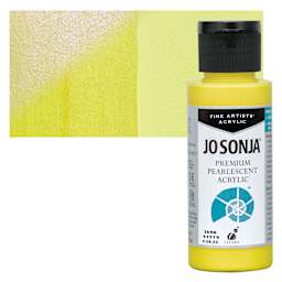 Chroma’s Jo Sonja Premium Pearlescent - Pearlescent Yellow, 2 oz bottle and swatch