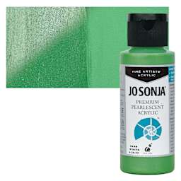 Chroma’s Jo Sonja Premium Pearlescent - Pearlescent Green, 2 oz bottle and swatch
