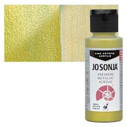 Chroma’s Jo Sonja Premium Metallic - Green Gold, 2 oz bottle and swatch