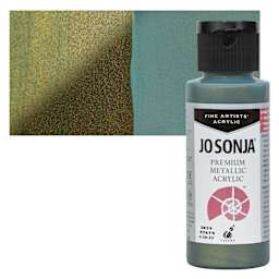 Chroma’s Jo Sonja Premium Metallic - Olive Green, 2 oz bottle and swatch
