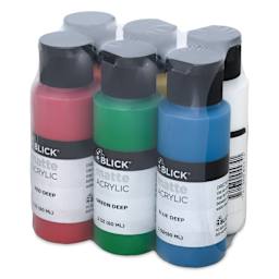 Blick Matte Acrylics - Set of 6, Basic Colors, 2 oz back of packaging