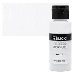 Blick Matte Acrylic - White, 2 oz bottle and swatch