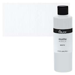 Blick Matte Acrylic - White, 8 oz bottle and swatch