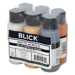Blick Matte Acrylics - Set of 6, Metallic Colors, 2 oz front of package