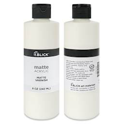 Blick Matte Acrylic Varnishes, matte bottle front and back