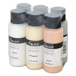 Blick Matte Acrylics - Set of 6, Neutral Colors, 2 oz back of packaging