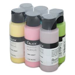 Blick Matte Acrylics - Set of 6, Pastel Colors, 2 oz back of packaging