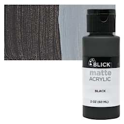 Blick Matte Acrylic - Black, 2 oz bottle and swatch