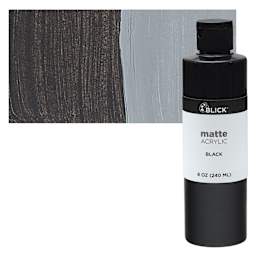 Blick Matte Acrylic - Black, 8 oz bottle and swatch